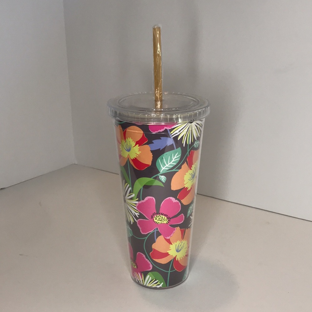NWT - Vera Bradley Travel Cup With Lid and Straw